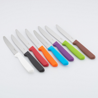 סכין ירקות משוננת ידית פלסטיק צבעונית (סט 6)