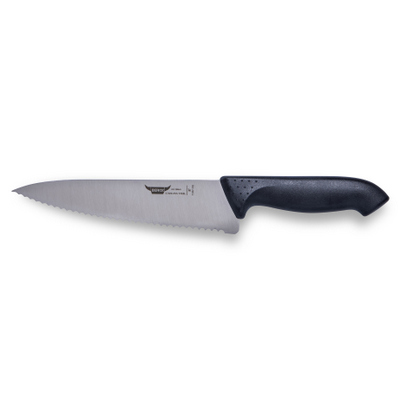 סכין טבח 20 ס"מ משוננת ידית פלסטיק שחורה