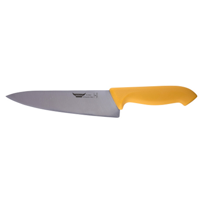 סכין טבח 20 ס"מ חלקה ידית פלסטיק צהובה