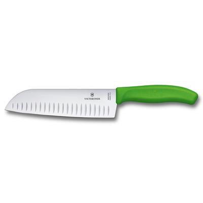 סכין טבח סנטוקו מחורצת 17 ס"מ ידית ירוקה